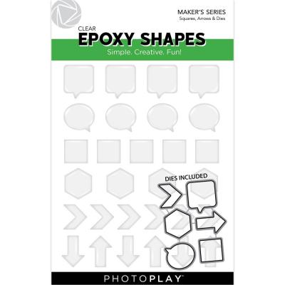 PhotoPlay - Clear Epoxy Shapes With Die Squares & Word